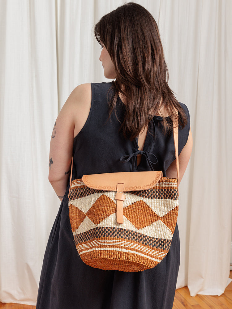 Jenna Bee Geometric Sisal Basket Bag
